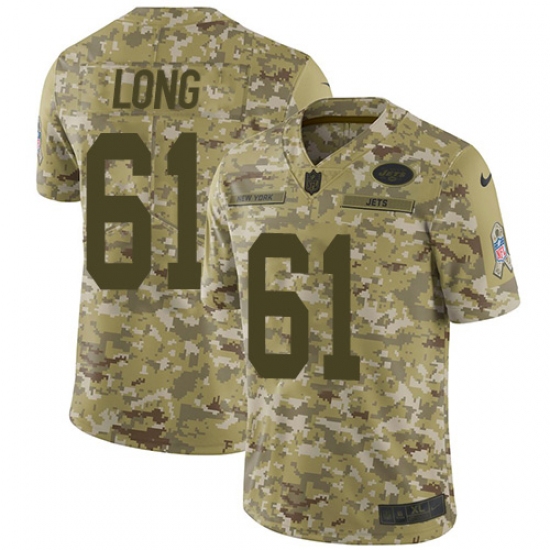 Youth Nike New York Jets #61 Spencer Long Limited Camo 2018 Salute to Service NFL Jersey - Ujersey