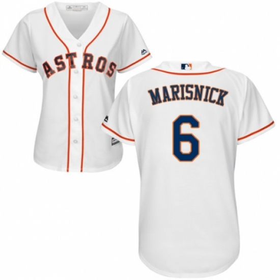 Women's Majestic Houston Astros #6 Jake Marisnick Authentic White Home Cool Base MLB Jersey - Ujersey