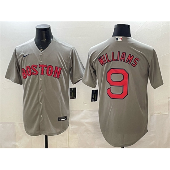 Men's Boston Red Sox #9 Ted Williams Grey Cool Base Stitched Baseball Jersey - Ujersey