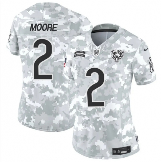 Women's Chicago Bears #2 DJ Moore 2024 F.U.S.E Arctic Camo Salute To Service Limited Stitched Football Jersey(Run Small) - Ujersey