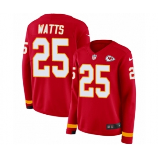 Women's Nike Kansas City Chiefs #25 Armani Watts Limited Red Therma Long Sleeve NFL Jersey - Ujersey