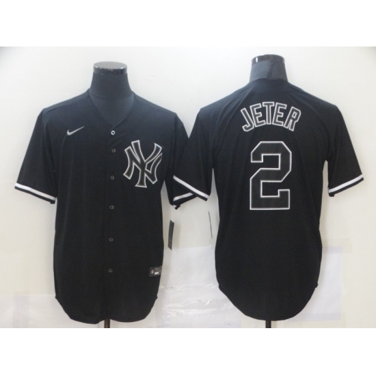 Men's New York Yankees #2 Derek Jeter Authentic Black Nike MLB Jersey - Ujersey