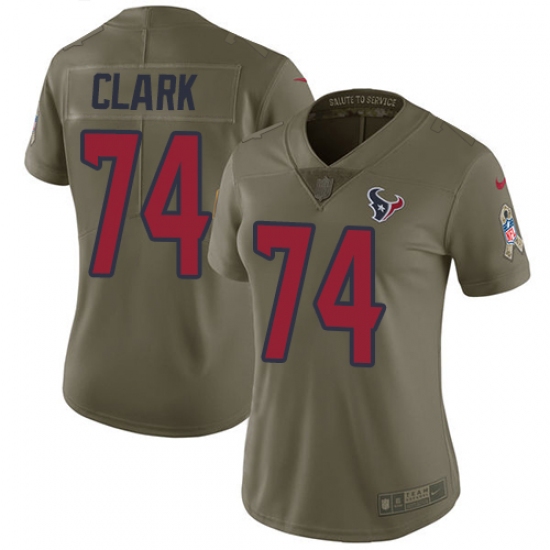 Women's Nike Houston Texans #74 Chris Clark Limited Olive 2017 Salute to Service NFL Jersey - Ujersey