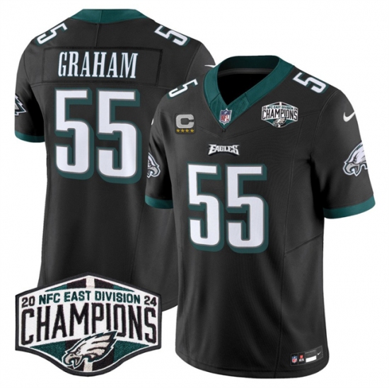 Men's Philadelphia Eagles #55 Brandon Graham Black 2024 NFC East Champions With 4-Star C F.U.S.E. Vapor Untouchable Limited Stitched Football Jersey - Ujersey