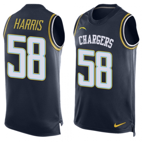 Men's Nike Los Angeles Chargers #58 Nigel Harris Limited Navy Blue Player Name & Number Tank Top NFL Jersey - Ujersey