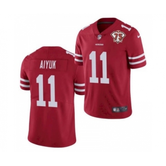 Men's San Francisco 49ers #11 Brandon Aiyuk Red 2021 75th Anniversary Vapor Untouchable Limited Jersey - Ujersey