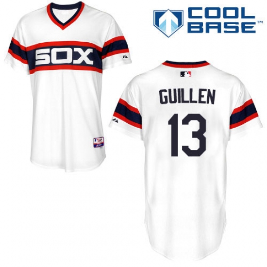 Men's Majestic Chicago White Sox #13 Ozzie Guillen Replica White 2013 Alternate Home Cool Base MLB Jersey - Ujersey