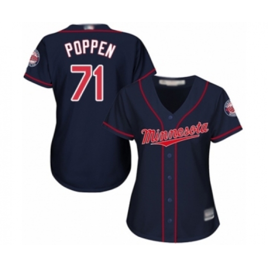 Women's Minnesota Twins #71 Sean Poppen Authentic Navy Blue Alternate Road Cool Base Baseball Player Jersey - Ujersey