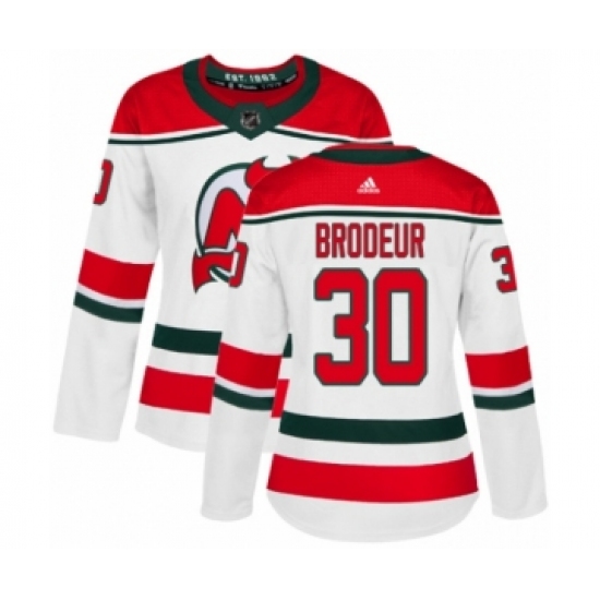Women's Adidas New Jersey Devils #30 Martin Brodeur Authentic White Alternate NHL Jersey - Ujersey