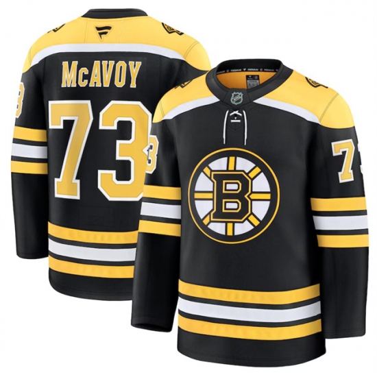 Men's Boston Bruins #73 Charlie McAvoy Black 2024-25 Home Stitched Hockey Jersey - Ujersey