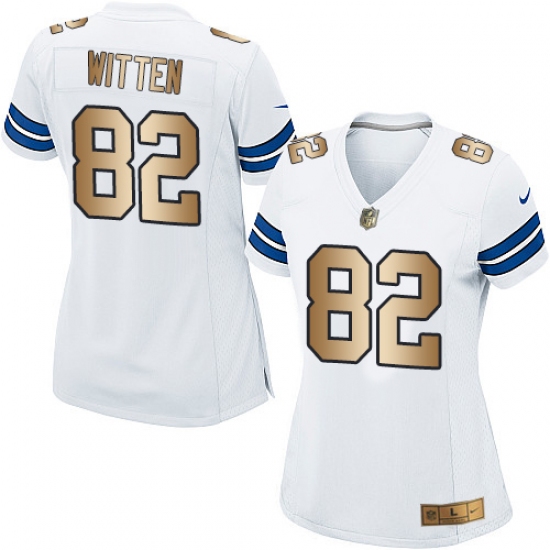 Women's Nike Dallas Cowboys #82 Jason Witten Elite White/Gold NFL Jersey