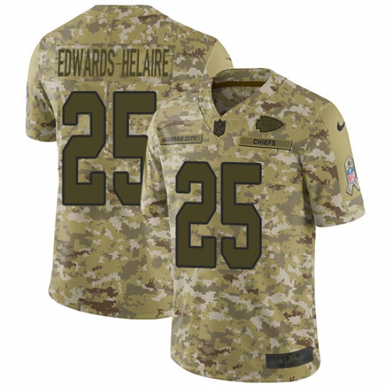 Men's Kansas City Chiefs #25 Clyde Edwards-Helaire Camo Stitched Limited 2018 Salute To Service Jersey - Ujersey