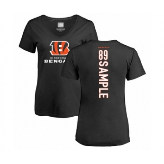 Football Women's Cincinnati Bengals #89 Drew Sample Black Backer T-Shirt - Ujersey