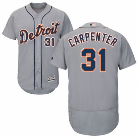 Men's Majestic Detroit Tigers #31 Ryan Carpenter Grey Road Flex Base Authentic Collection MLB Jersey - Ujersey
