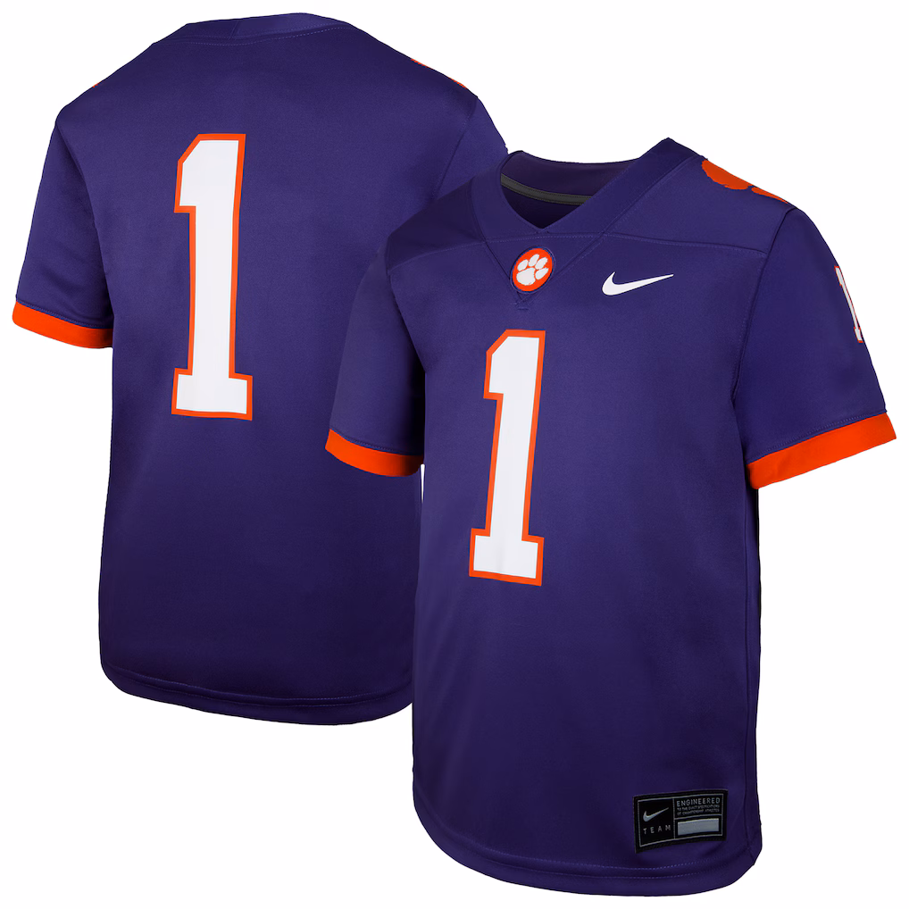 Youth Nike #1 Purple Clemson Tigers Untouchable Replica Game Jersey - Ujersey NHL