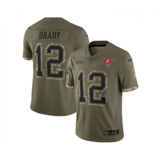 Men's Tampa Bay Buccaneers #12 Tom Brady 2022 Olive Salute To Service Limited Stitched Jersey - Ujersey