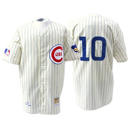 Men's Mitchell and Ness Chicago Cubs #10 Ron Santo Authentic White Throwback MLB Jersey - Ujersey