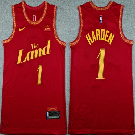 Men's Cleveland Cavaliers #1 James Harden Wine 2025-26 City Edition Stitched Jersey