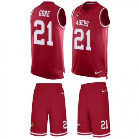 Men's Nike San Francisco 49ers #21 Frank Gore Limited Red Tank Top Suit NFL Jersey - Ujersey