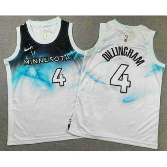 Men's Minnesota Timberwolves #4 Rob Dillingham White 2024 City Edition Swingman Stitched Jersey - Ujersey
