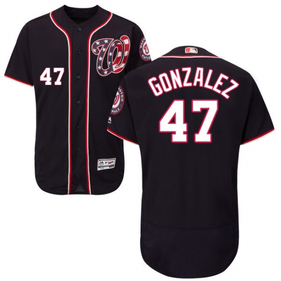 Men's Majestic Washington Nationals #47 Gio Gonzalez Navy Blue Alternate Flex Base Authentic Collection MLB Jersey - Ujersey