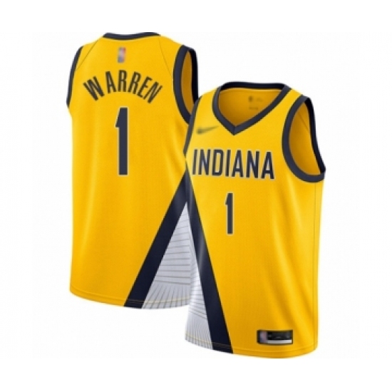 Youth Indiana Pacers #1 T.J. Warren Swingman Gold Finished Basketball Jersey - Statement Edition - Ujersey