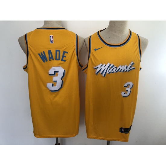 Men's Nike Miami Heat #3 Dwyane Wade Yellow City Swingman Basketball Jersey