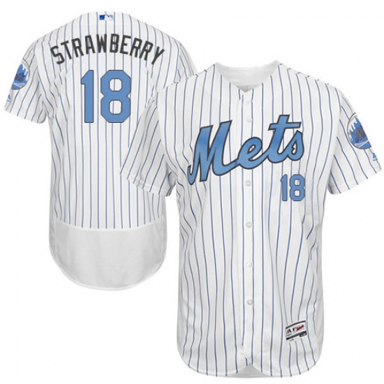 Men's Majestic New York Mets #18 Darryl Strawberry Authentic White 2016 Father's Day Fashion Flex Base MLB Jersey - Ujersey