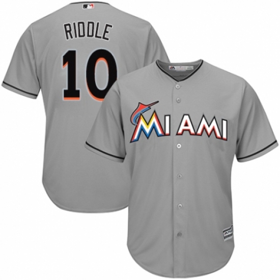 Youth Majestic Miami Marlins #10 JT Riddle Replica Grey Road Cool Base MLB Jersey - Ujersey