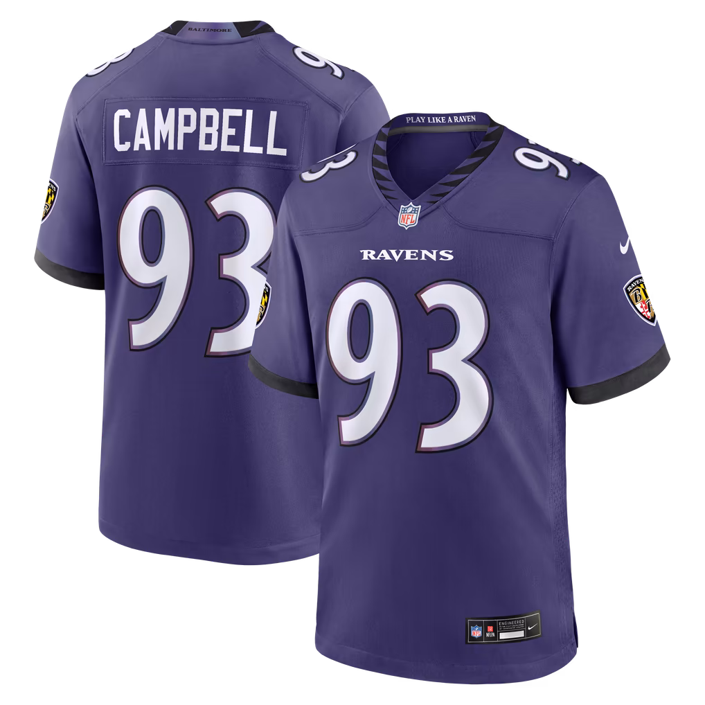 Men's Baltimore Ravens Calais Campbell Nike Purple Team Game Jersey