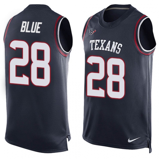 Men's Nike Houston Texans #28 Alfred Blue Limited Navy Blue Player Name & Number Tank Top NFL Jersey - Ujersey