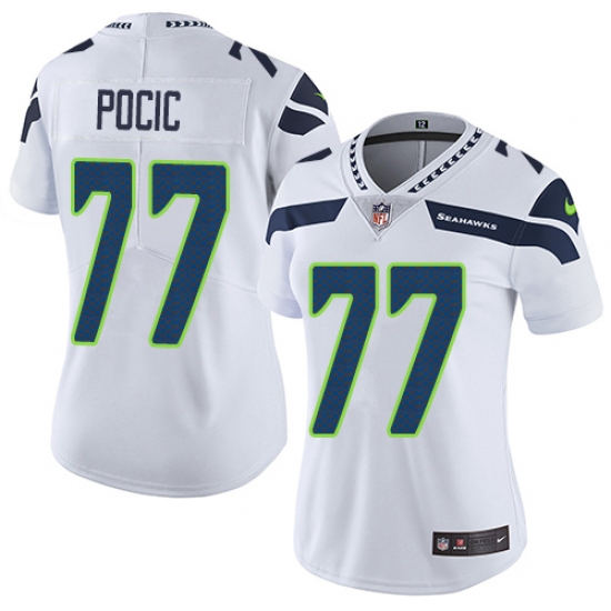 Women's Nike Seattle Seahawks #77 Ethan Pocic White Vapor Untouchable Limited Player NFL Jersey - Ujersey