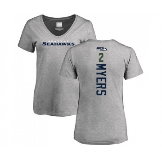 Football Women's Seattle Seahawks #2 Jason Myers Ash Backer T-Shirt - Ujersey