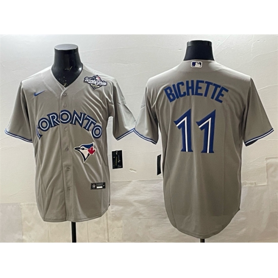 Men's Toronto Blue Jays #11 Bo Bichette Gray 2025 World Series Home Cool Base Stitched Jersey - Ujersey