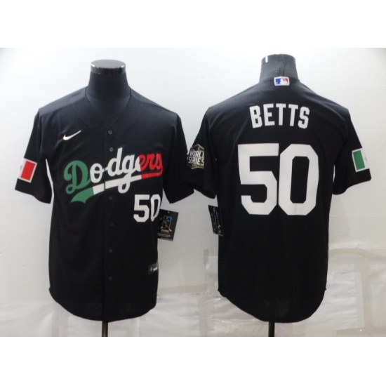 Men's Nike Los Angeles Dodgers #50 Mookie Betts Black Road Authentic Jersey - Ujersey