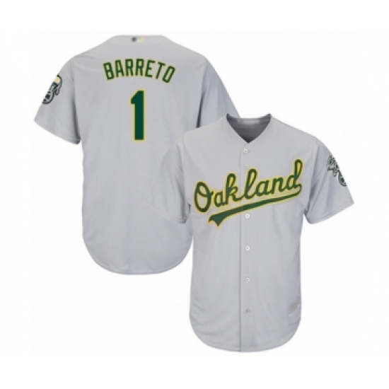 Youth Oakland Athletics #1 Franklin Barreto Authentic Grey Road Cool Base Baseball Player Jersey