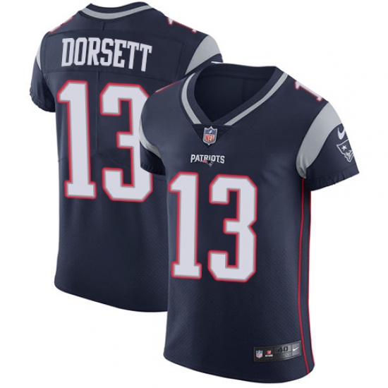 Men's Nike New England Patriots #13 Phillip Dorsett Navy Blue Team Color Vapor Untouchable Elite Player NFL Jersey - Ujersey