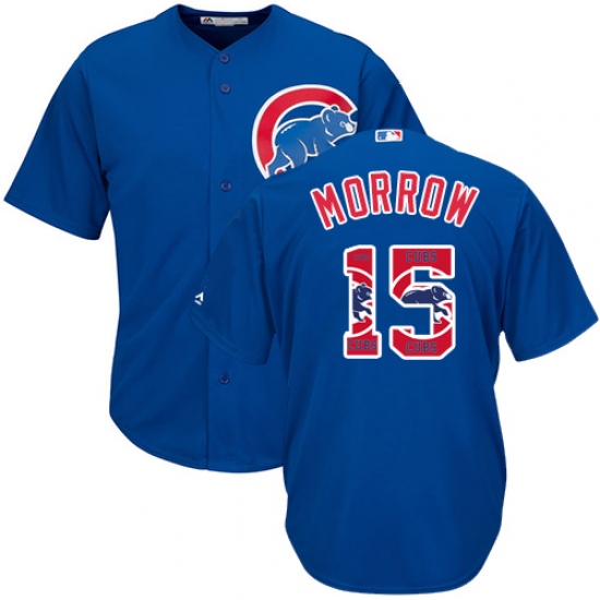 Men's Majestic Chicago Cubs #15 Brandon Morrow Authentic Royal Blue Team Logo Fashion Cool Base MLB Jersey - Ujersey