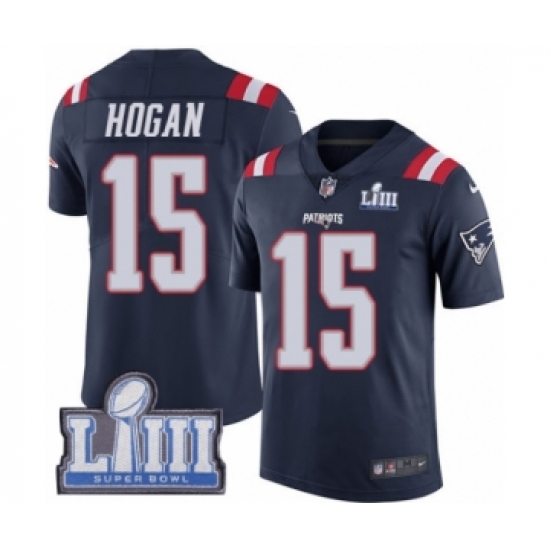 Youth Nike New England Patriots #15 Chris Hogan Limited Navy Blue Rush Vapor Untouchable Super Bowl LIII Bound NFL Jersey - Ujersey