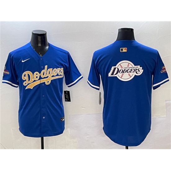 Men's Los Angeles Dodgers Team Big Logo Royal 2025 Gold Collection Limited Stitched Baseball Jersey - Ujersey