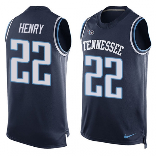 Men's Nike Tennessee Titans #22 Derrick Henry Limited Navy Blue Player Name & Number Tank Top NFL Jersey - Ujersey