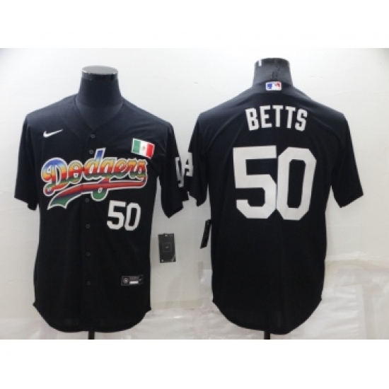 Men's Los Angeles Dodgers #50 Mookie Betts Black Mexico Cool Base Nike Jersey - Ujersey