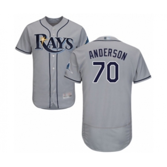 Men's Tampa Bay Rays #70 Nick Anderson Grey Road Flex Base Authentic Collection Baseball Player Jersey - Ujersey