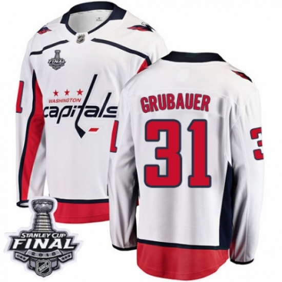 Youth Washington Capitals #31 Philipp Grubauer Fanatics Branded White Away Breakaway 2018 Stanley Cup Final NHL Jersey - Ujersey