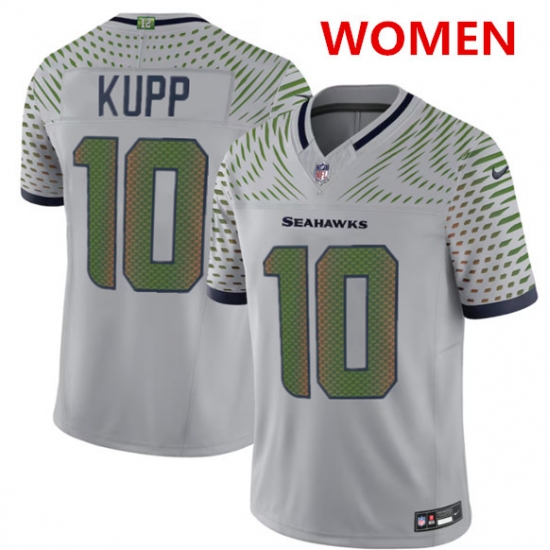 Women's Seattle Seahawks #10 cooper kupp grey 2025 f.u.s.e. “rivalries” vapor untouchable limited football stitched jersey(run small) - Ujersey