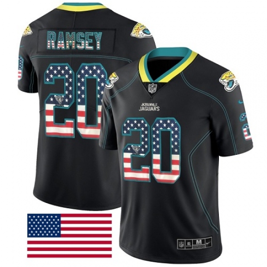 Men's Nike Jacksonville Jaguars #20 Jalen Ramsey Limited Black Rush USA Flag NFL Jersey - Ujersey
