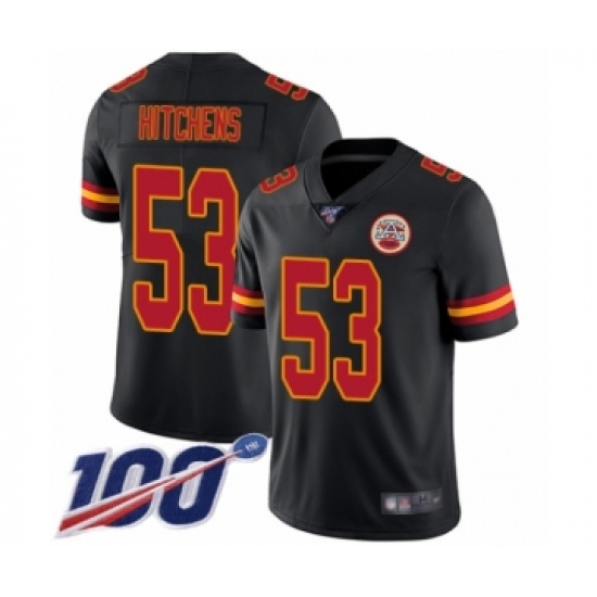 Men's Kansas City Chiefs #53 Anthony Hitchens Limited Black Rush Vapor Untouchable 100th Season Football Jersey - Ujersey
