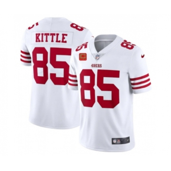 Men's San Francisco 49ers 2022 #85 George Kittle White New Scarlet With 4-star C Patch Vapor Untouchable Limited Stitched Football Jersey - Ujersey