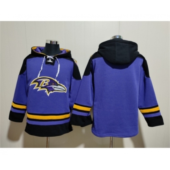 Men's Baltimore Ravens Blank Ageless Must-Have Lace-Up Pullover Hoodie - Ujersey