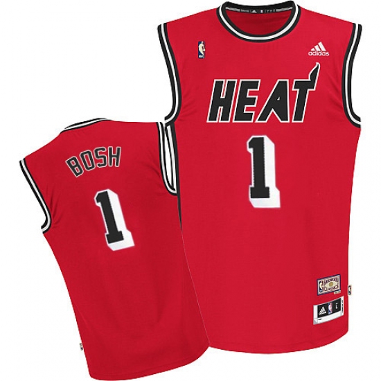 Men's Adidas Miami Heat #1 Chris Bosh Swingman Red Hardwood Classics Nights NBA Jersey - Ujersey